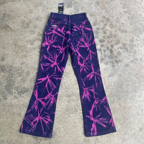 Vintage NWT Y2K RVT Jeans Co Size 14 Purple and Pink Tie Dye Bootcut Jeans - Picture 4 of 4